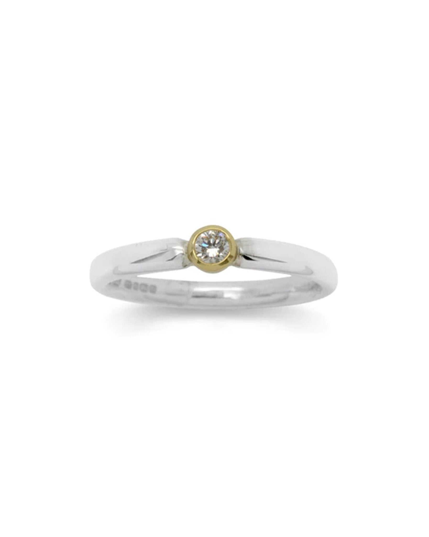 Dainty Silver and Yellow Gold Diamond Ring Ring Pruden and Smith