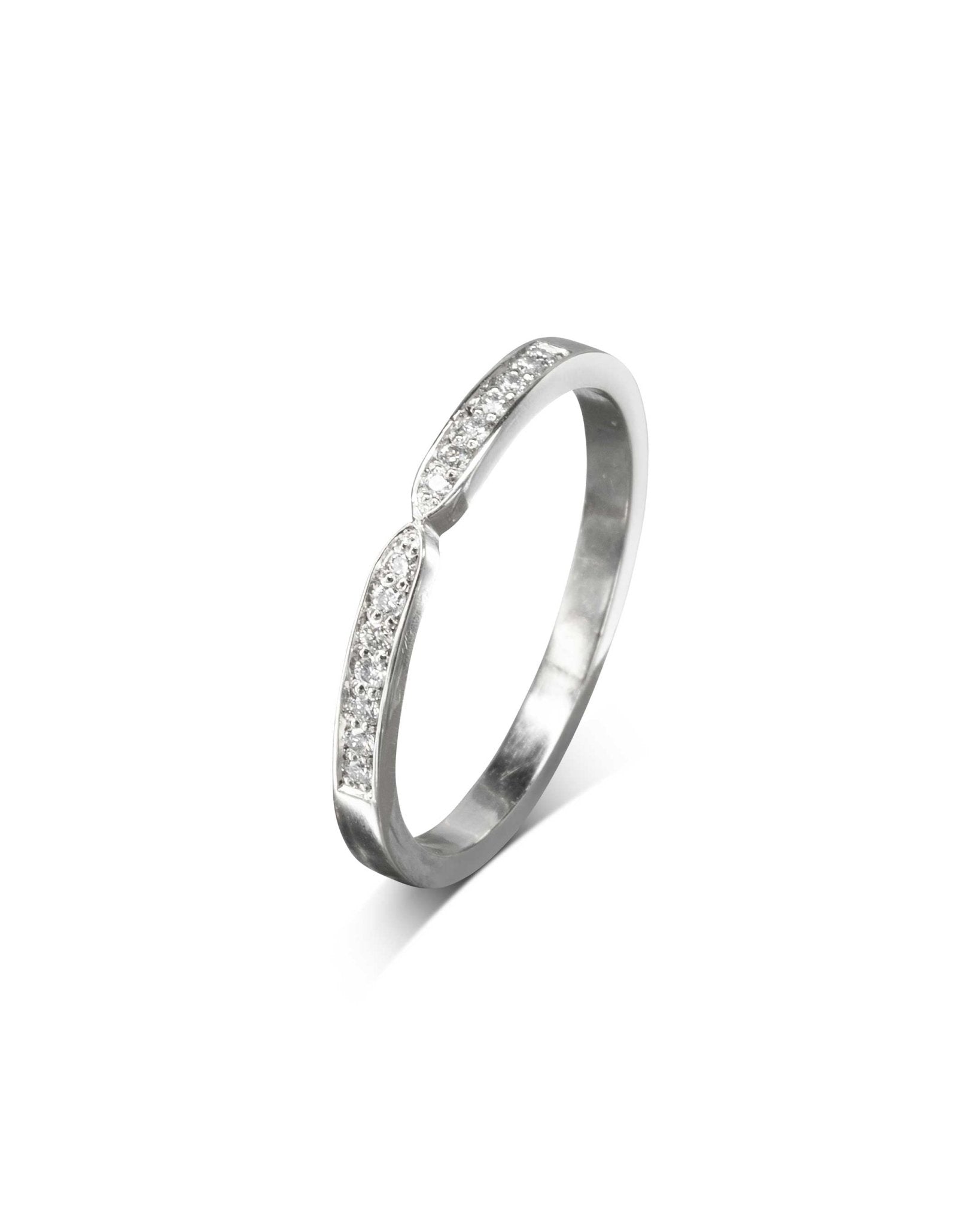 Dainty Twist Pavé Set Diamond Platinum Ring - 2mm Ring Pruden and Smith