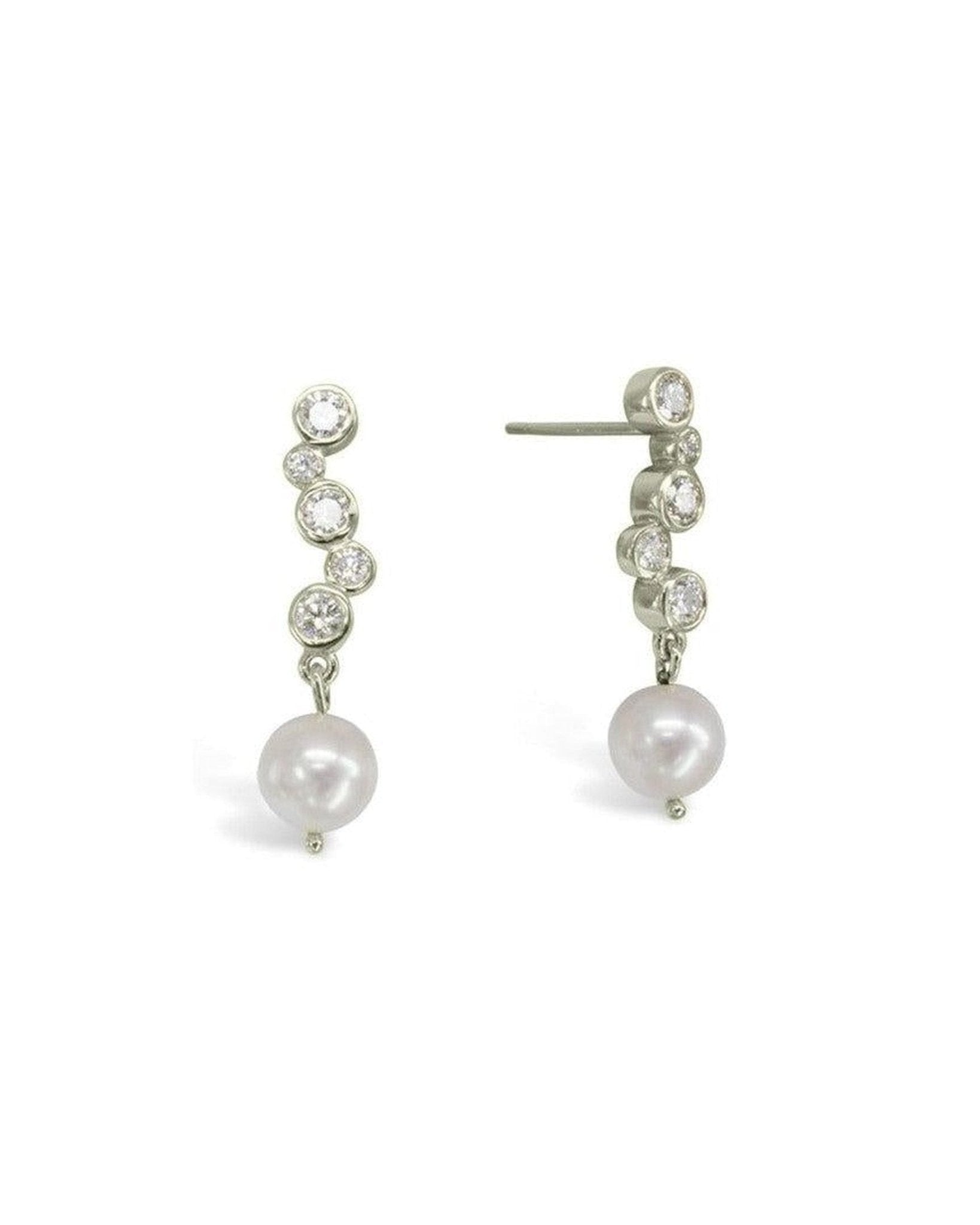 Diamond and 9ct Gold Akoya Pearl Drop Earrings Pruden and Smith