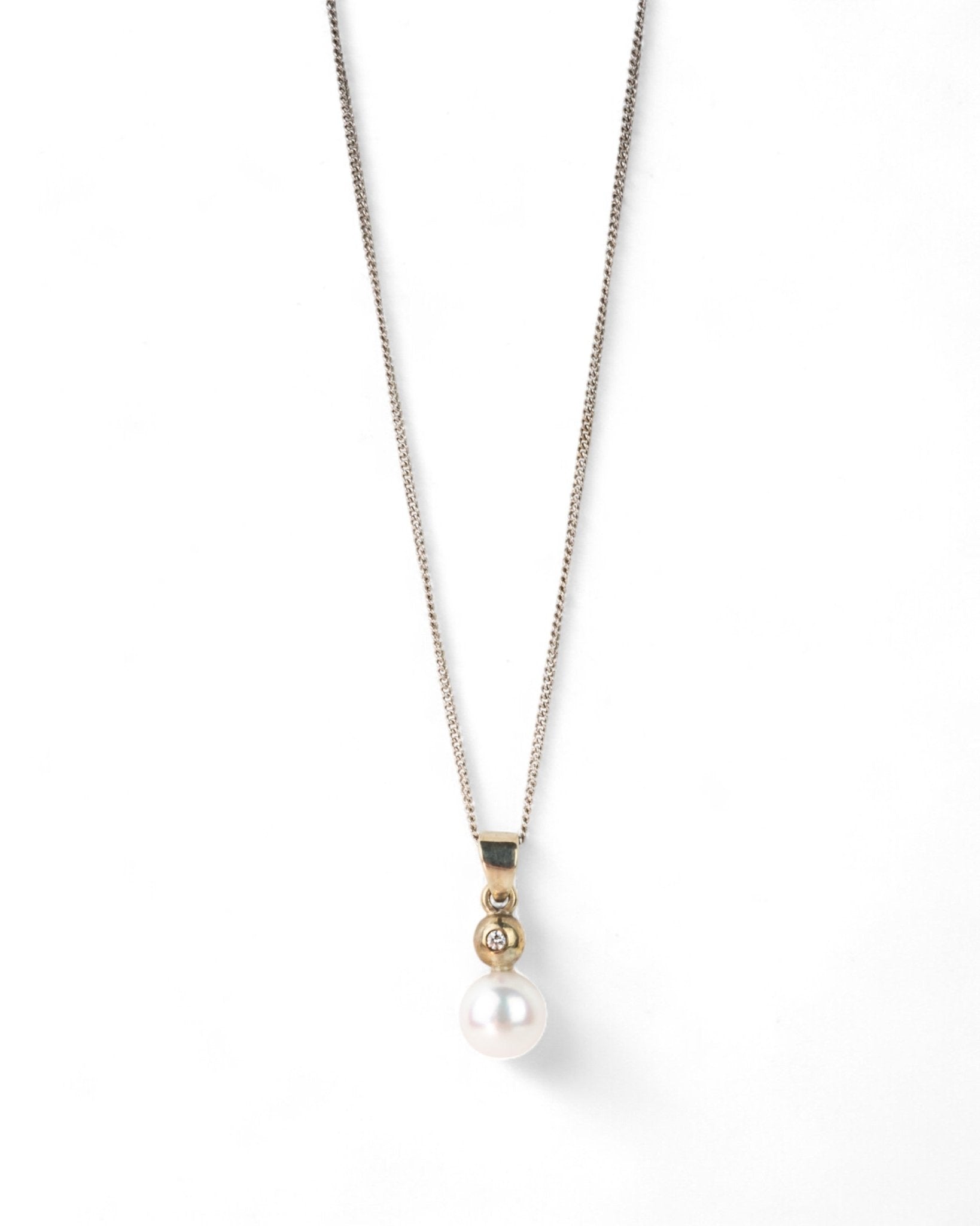 Diamond and Akoya Pearl Pendant Pendant Pruden and Smith