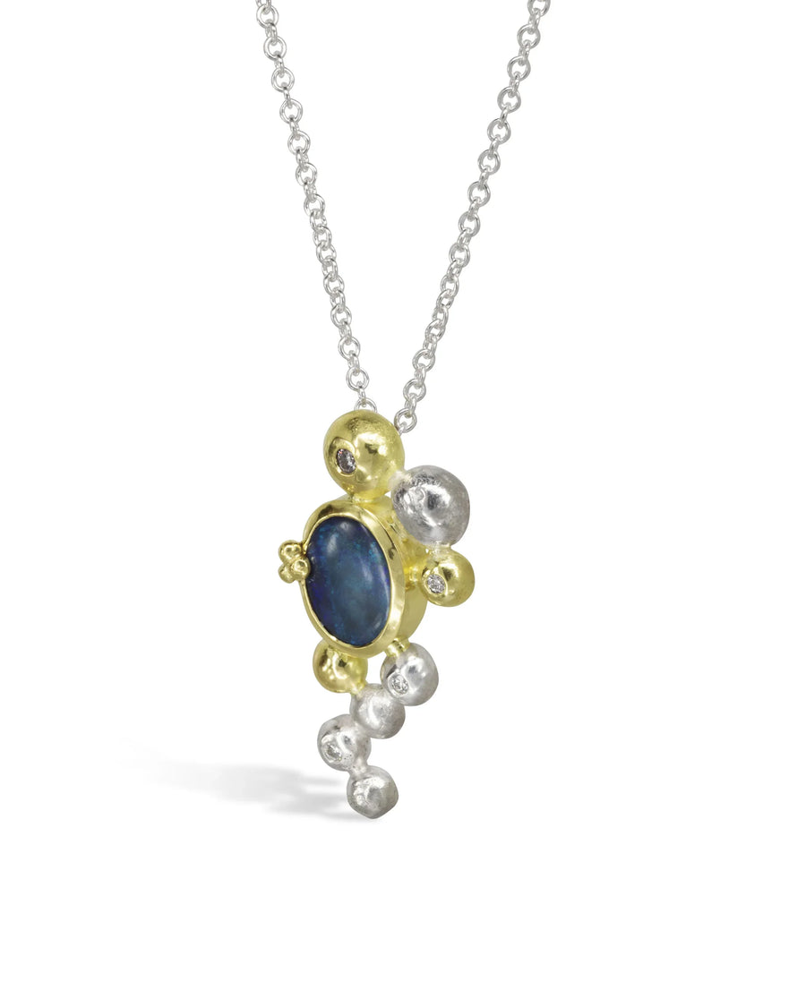 Diamond and Opal Silver and Gold Pendant Pendant Pruden and Smith