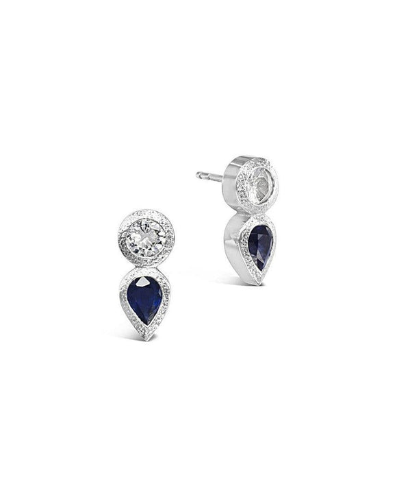 Diamond and Sapphire White Gold Stud Earrings Earrings Pruden and Smith