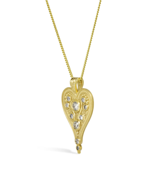 Filigree Heart Shaped Diamond Pendant Pruden and Smith