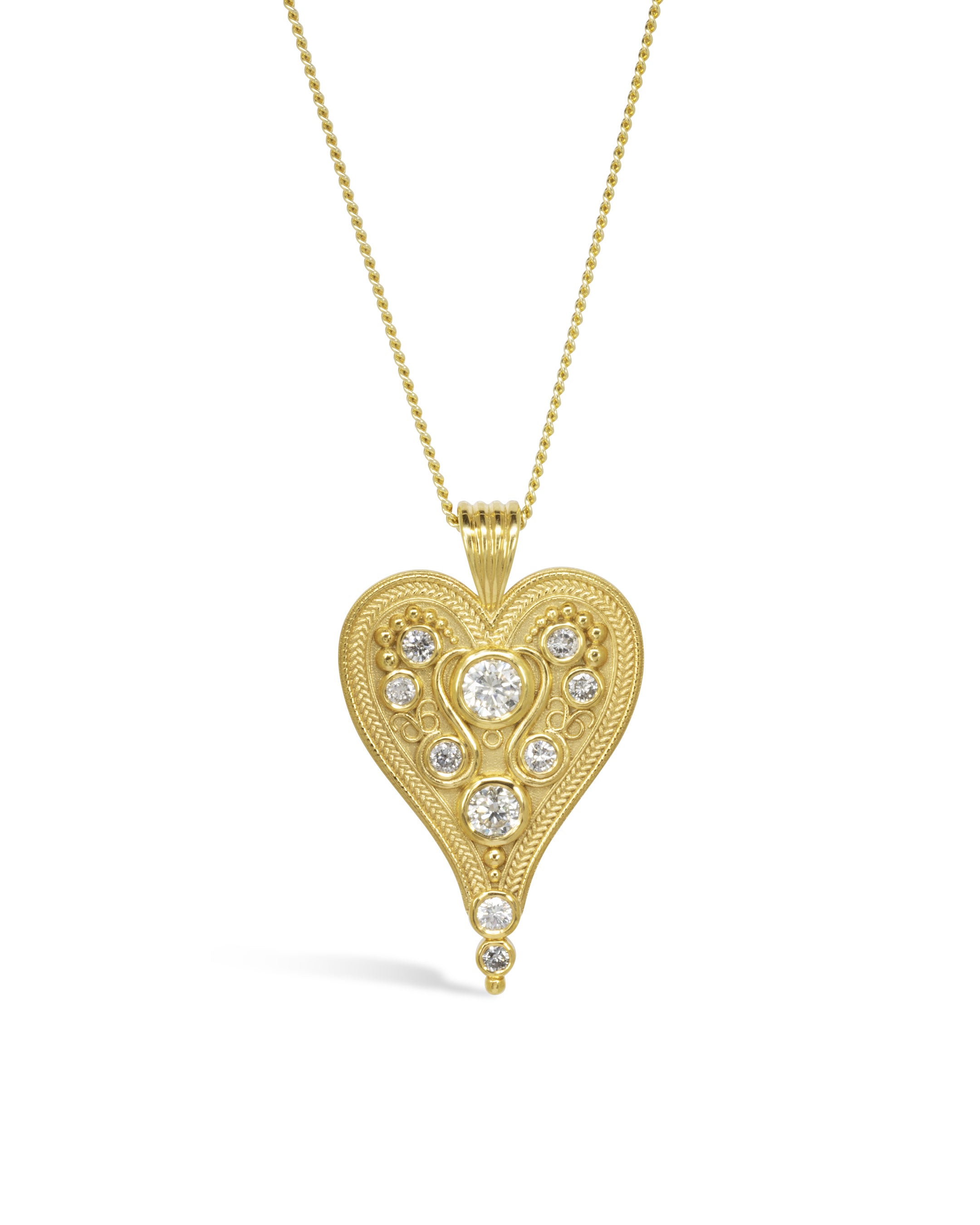 Filigree Heart Shaped Diamond Pendant Pruden and Smith
