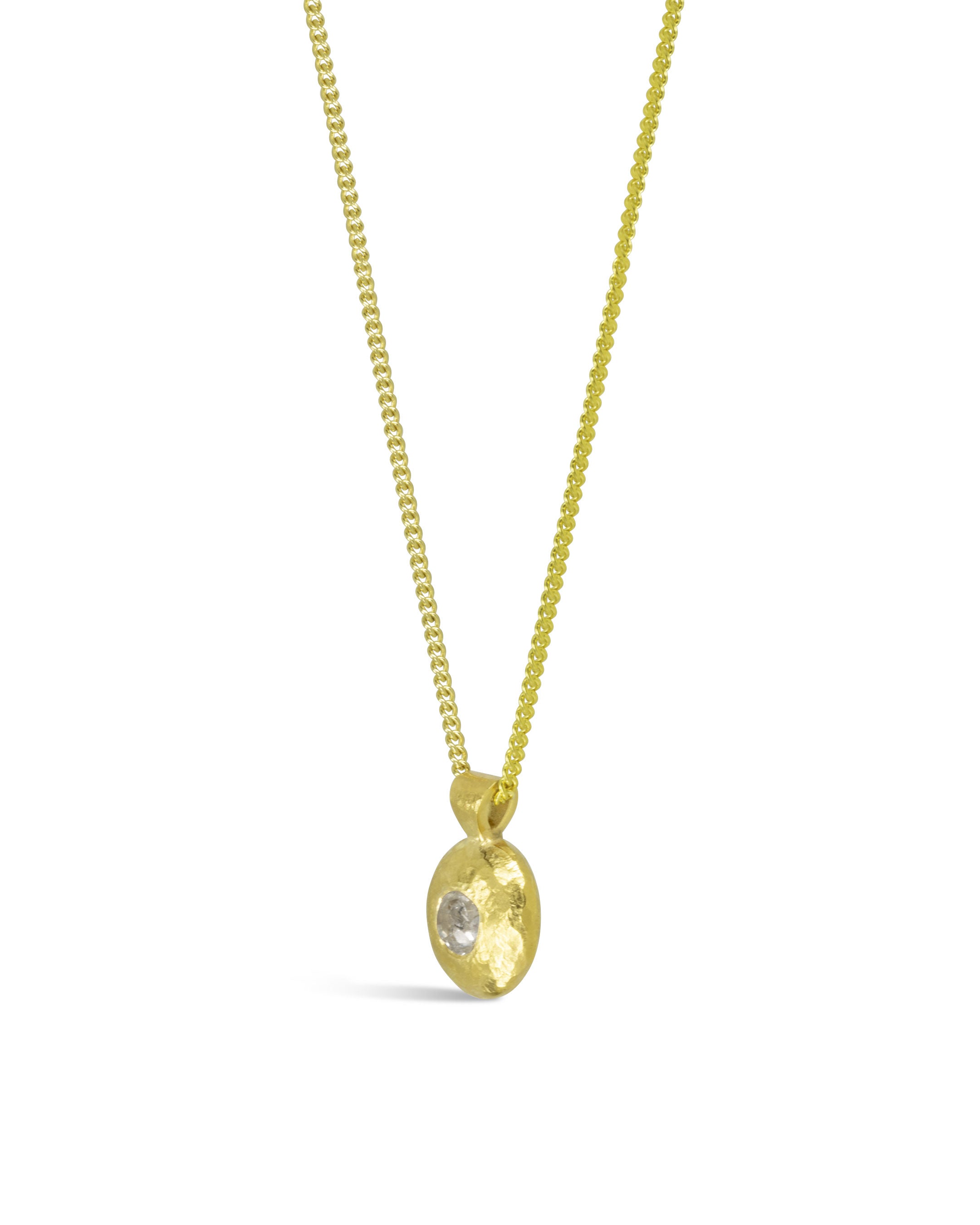 Gold Nugget Round Diamond Pendant Pruden and Smith