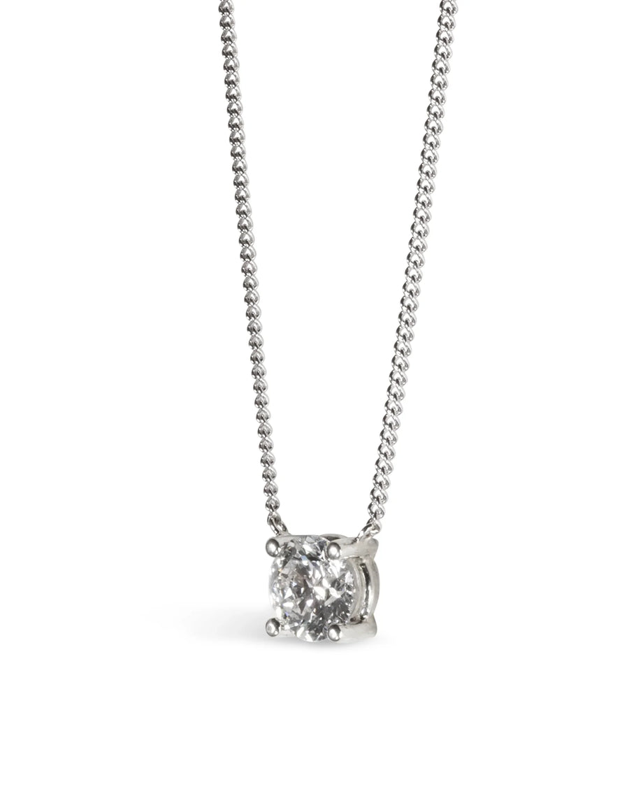 Elegant diamond solitaire pendant on a delicate silver chain, handmade luxury jewellery