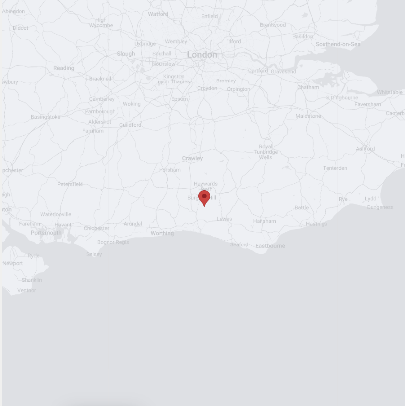 Red pin on a map showing where Ditchling is