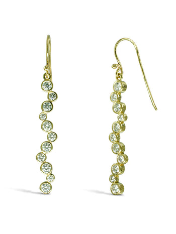 Water Bubbles Diamond Long Gold Drop Earrings Earring Pruden and Smith   