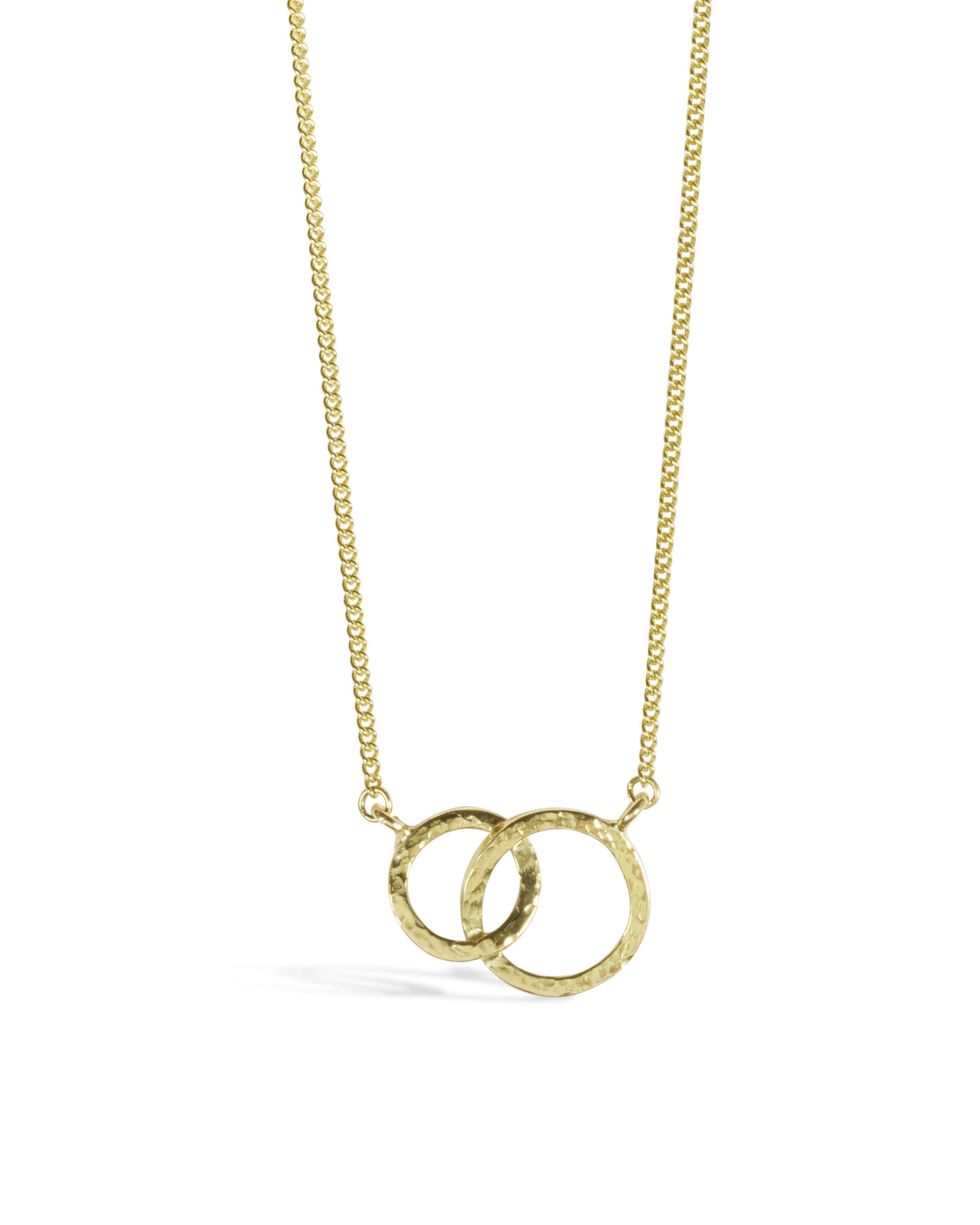 Hammered Solid 9ct Gold Double Ring Pendant Pruden and Smith