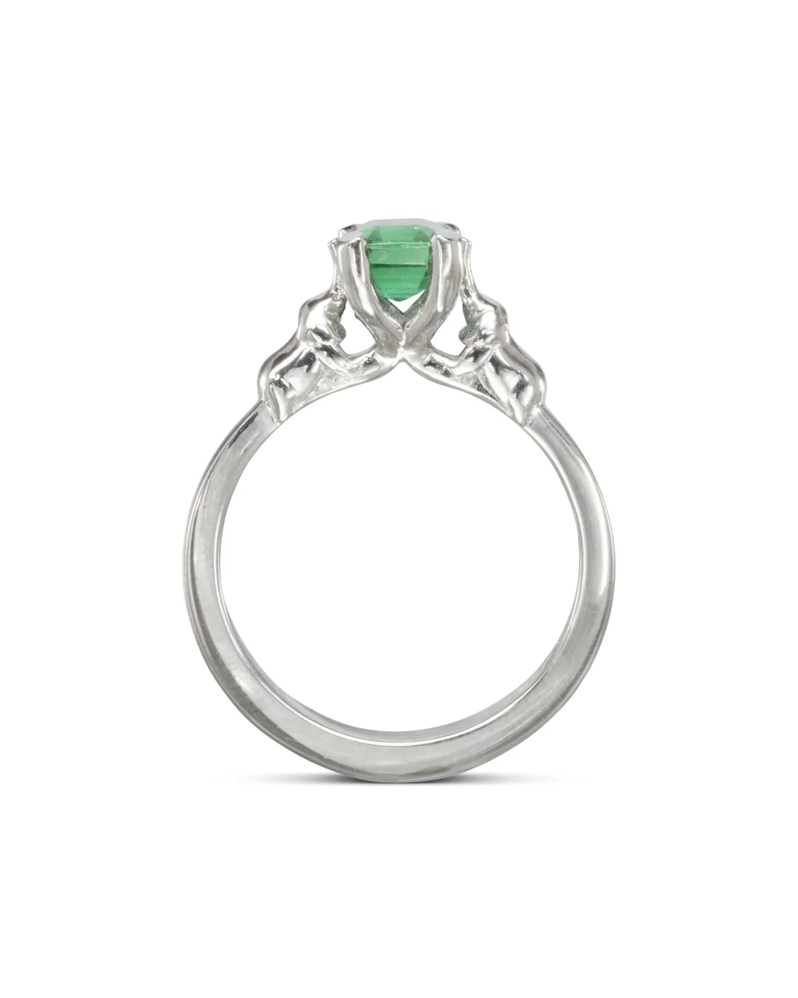 Elephant Motif Emerald Engagement Ring Ring Pruden and Smith
