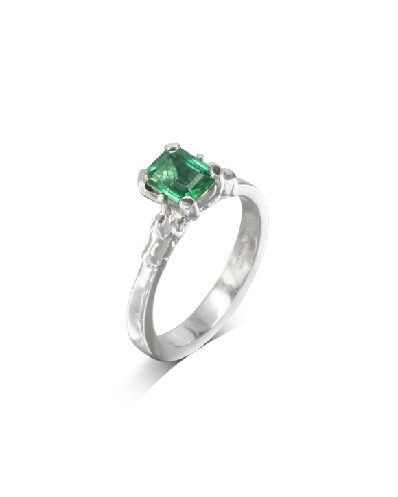 Elephant Motif Emerald Engagement Ring Ring Pruden and Smith