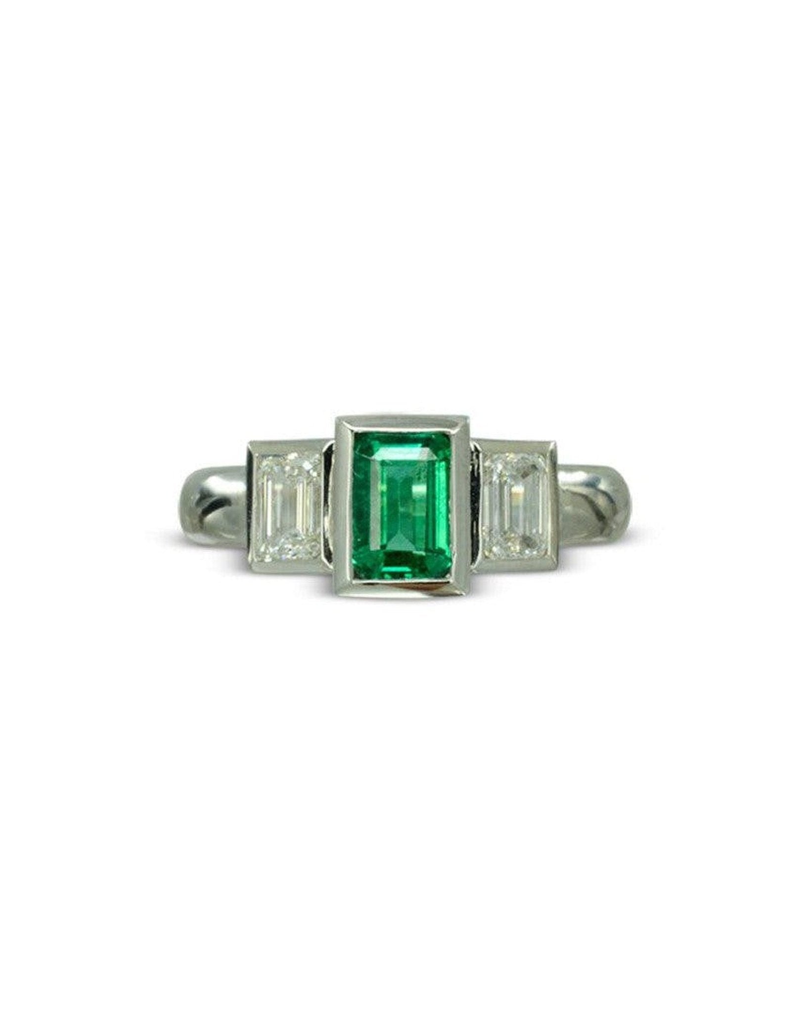 Emerald and Diamond Platinum Trilogy Ring Ring Pruden and Smith