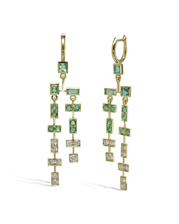Bespoke Wedding Gold Emerald Mobile Earrings Earring Pruden and Smith   