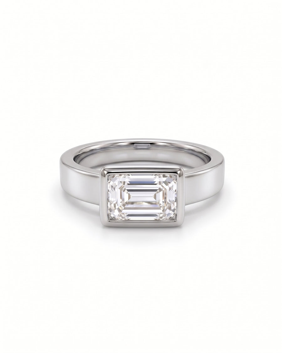 Emerald Cut Diamond Platinum Engagement Ring