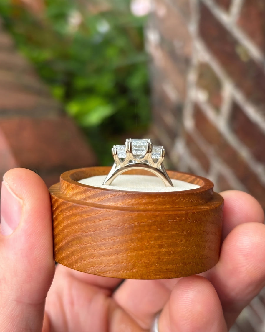 Emerald Hidden Halo Trilogy Engagement Ring