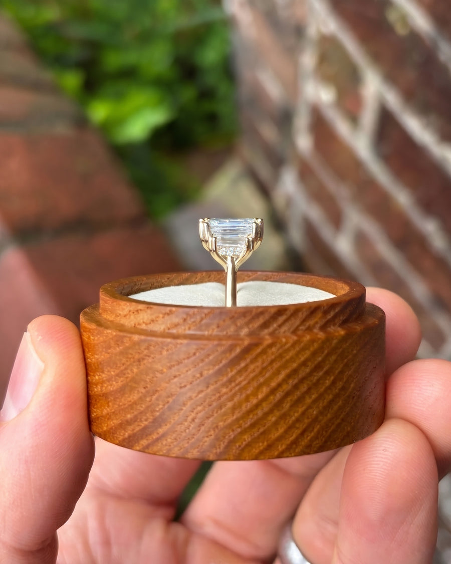 Emerald Hidden Halo Trilogy Engagement Ring