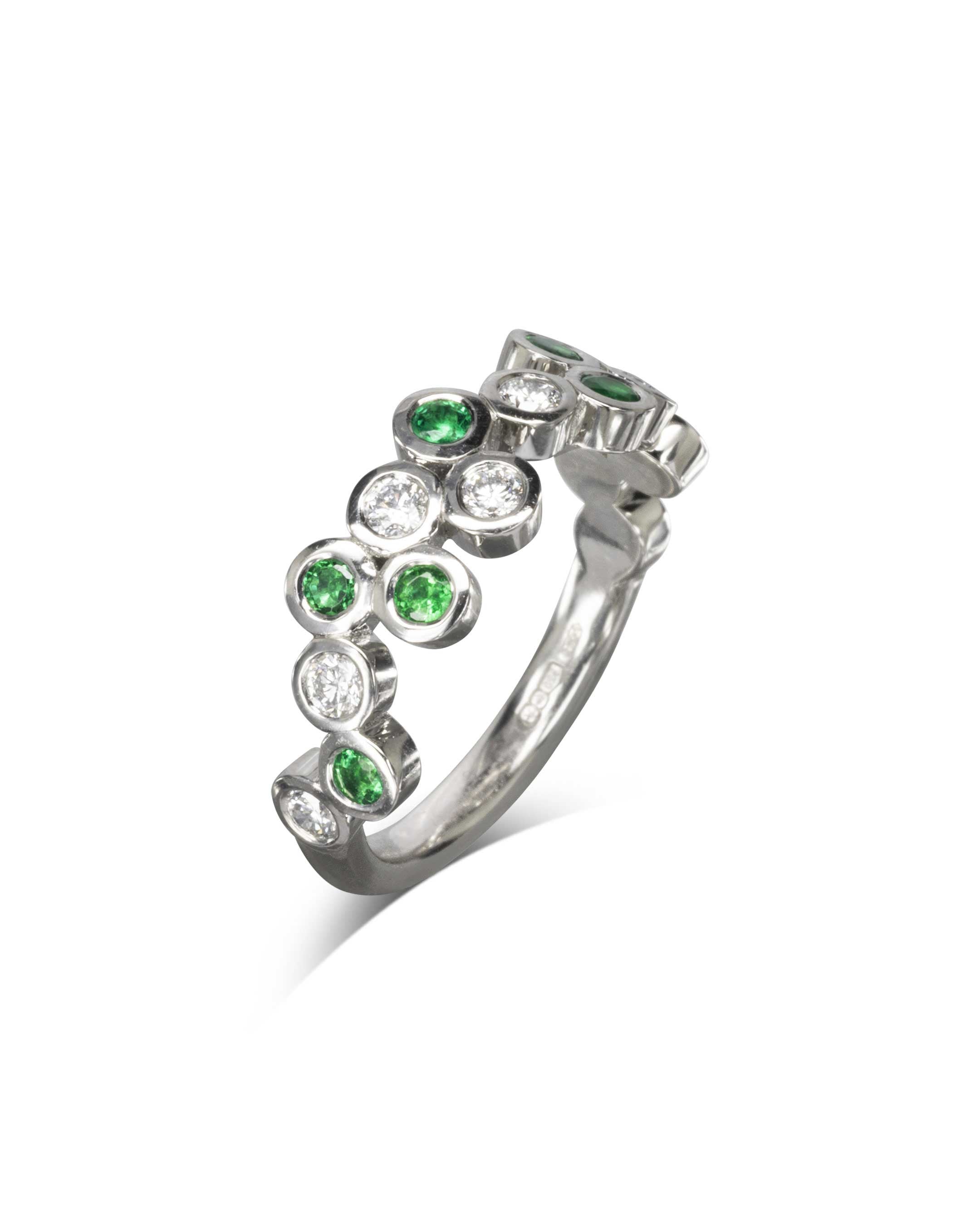 Bubbles Large Emerald Half Eternity Ring Pruden and Smith