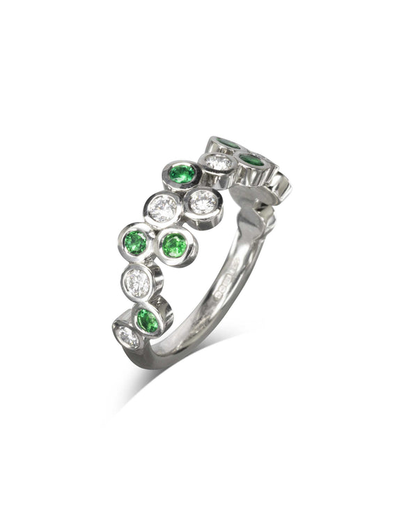 Bubbles Large Emerald Half Eternity Ring Pruden and Smith