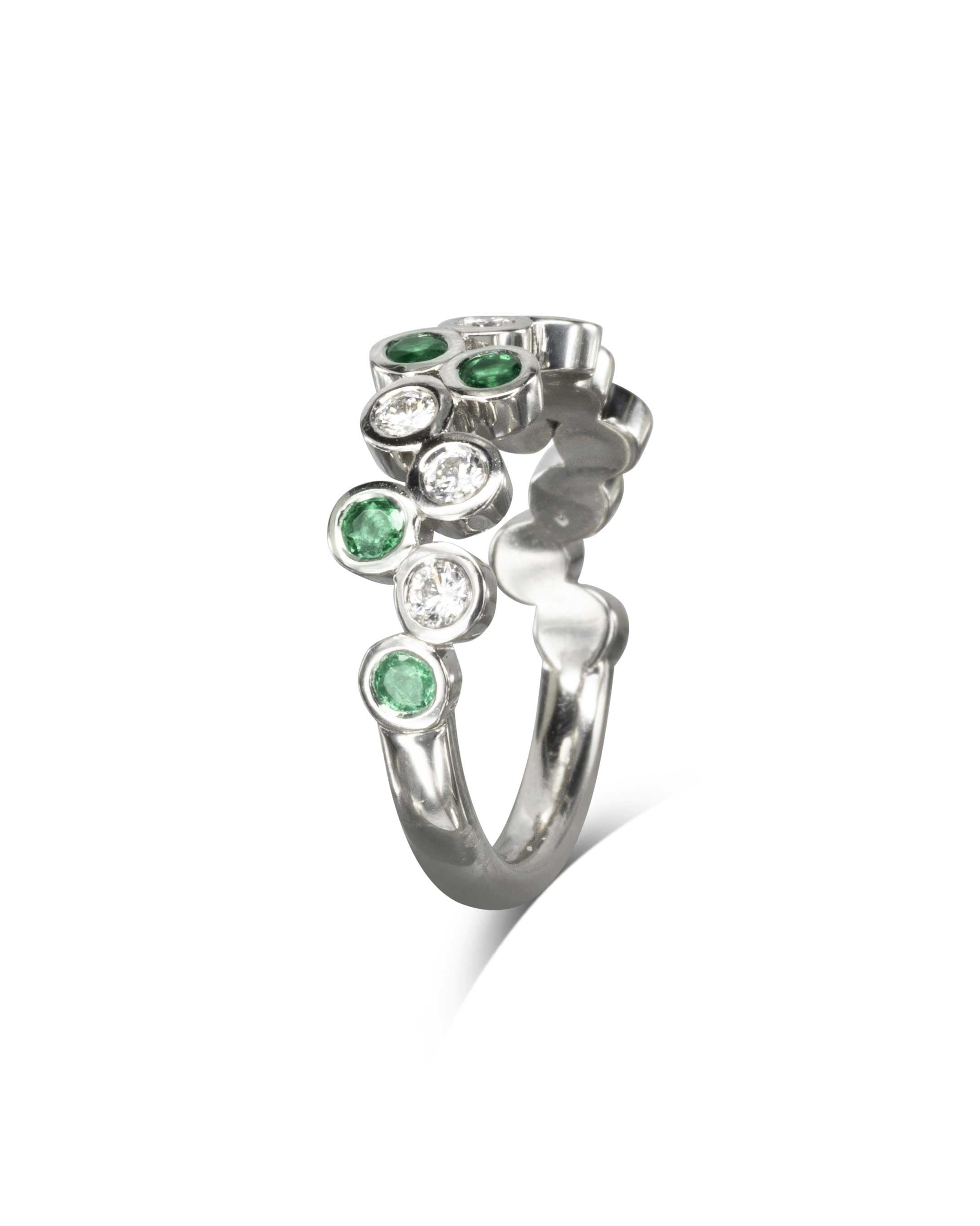Bubbles Large Emerald Half Eternity Ring Pruden and Smith