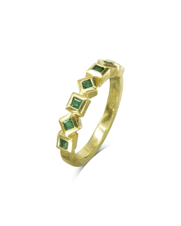 Alternating Squares Emerald Eternity Ring Pruden and Smith