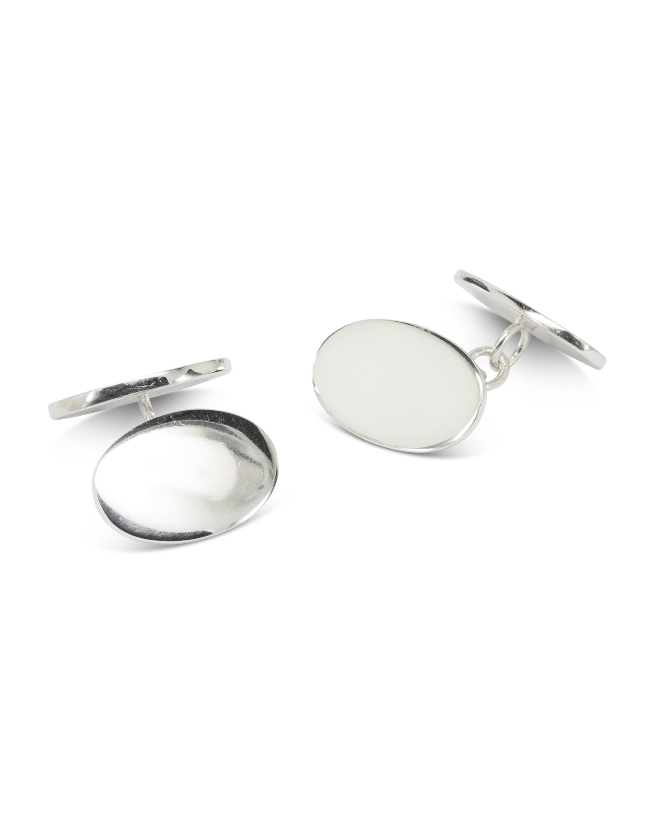 Oval Silver Chain Cufflinks Cufflink Pruden and Smith