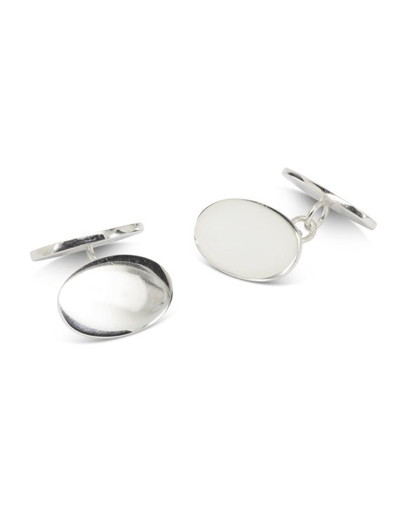 Oval Silver Chain Cufflinks Cufflink Pruden and Smith