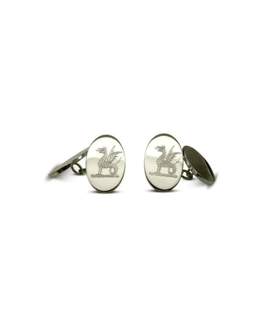 Engraved Solid Gold Cufflinks Cufflink Pruden and Smith 9ct White Gold