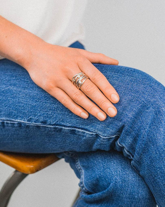 Five Strand Gemstone Dress Ring Ring Pruden and Smith