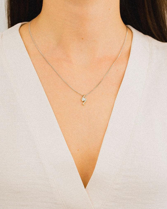 Flat Twist 9ct White Gold Diamond Pendant Pendant Pruden and Smith