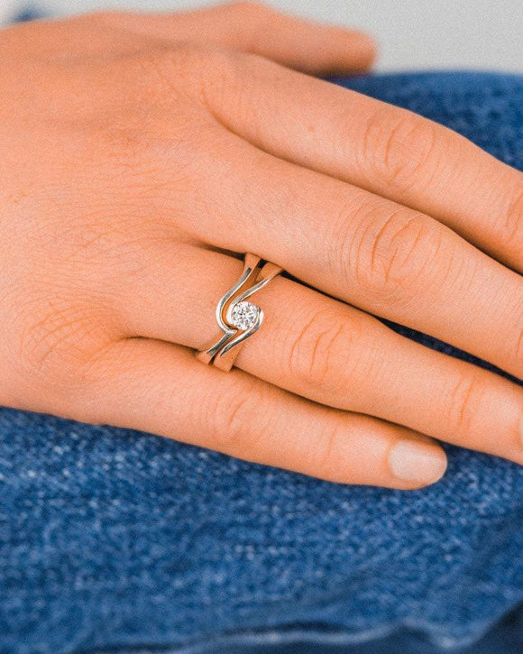 Flat Twist Diamond Engagement and Shaped Wedding Band Ring Pruden and Smith