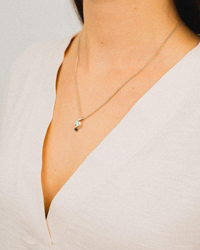 Flat Twist 9ct White Gold Diamond Pendant Pendant Pruden and Smith
