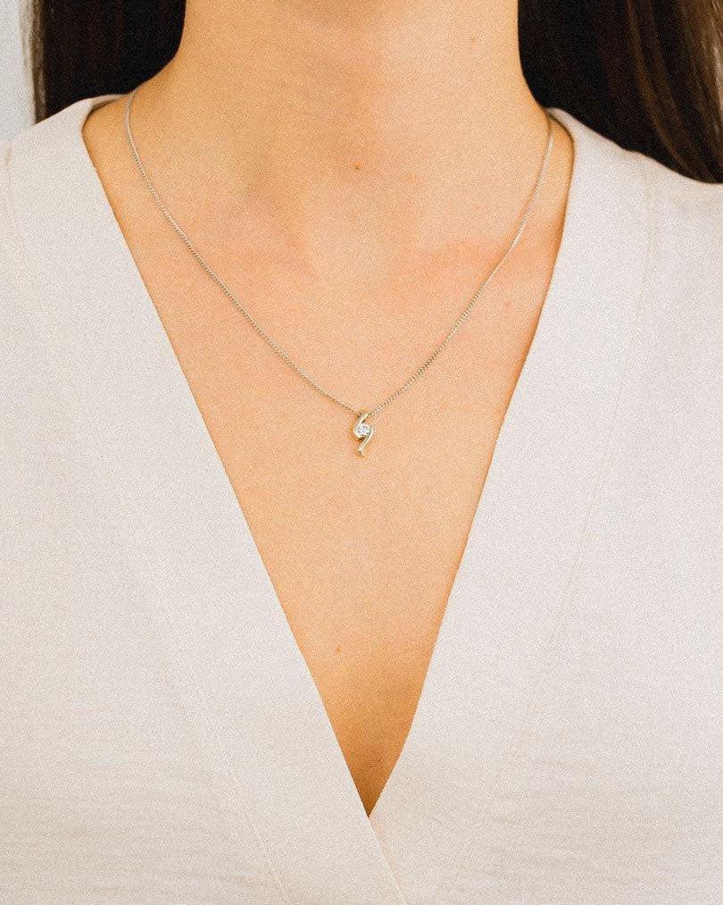 Flat Twist 9ct White Gold Diamond Pendant Pendant Pruden and Smith