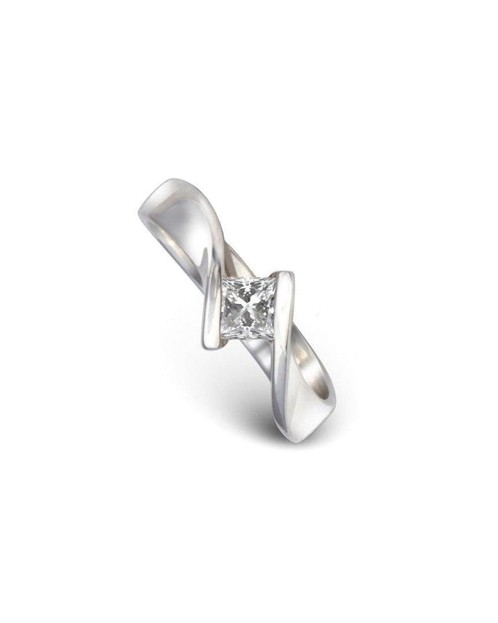 Flat Twist Princess Cut Diamond Engagement Ring Ring Pruden and Smith