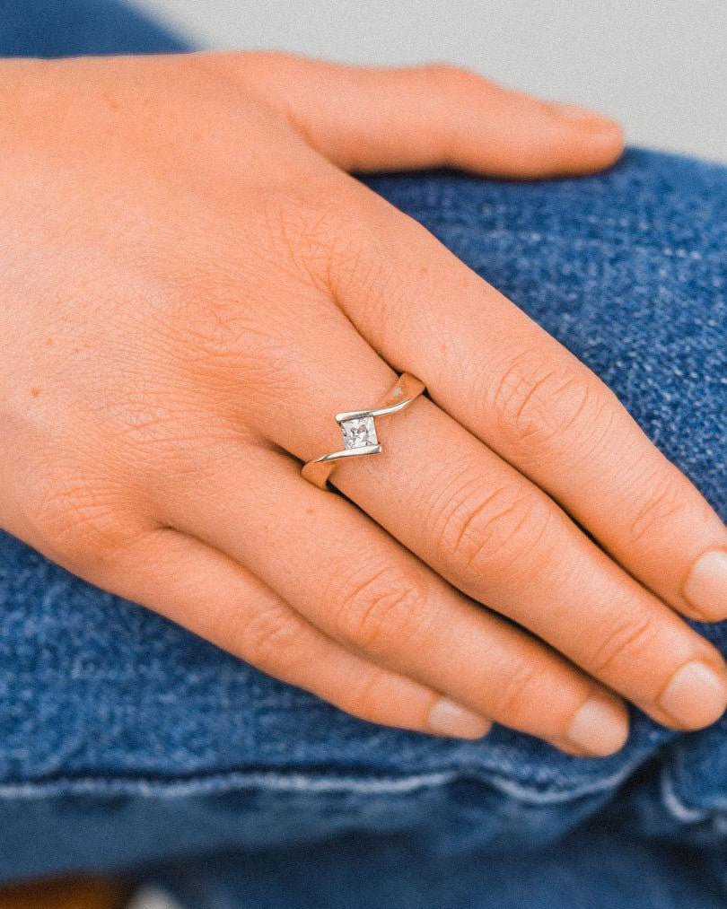 Flat Twist Princess Cut Diamond Engagement Ring Ring Pruden and Smith