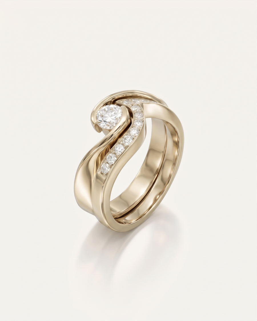 Flat Twist Princess Cut Diamond Engagement Ring