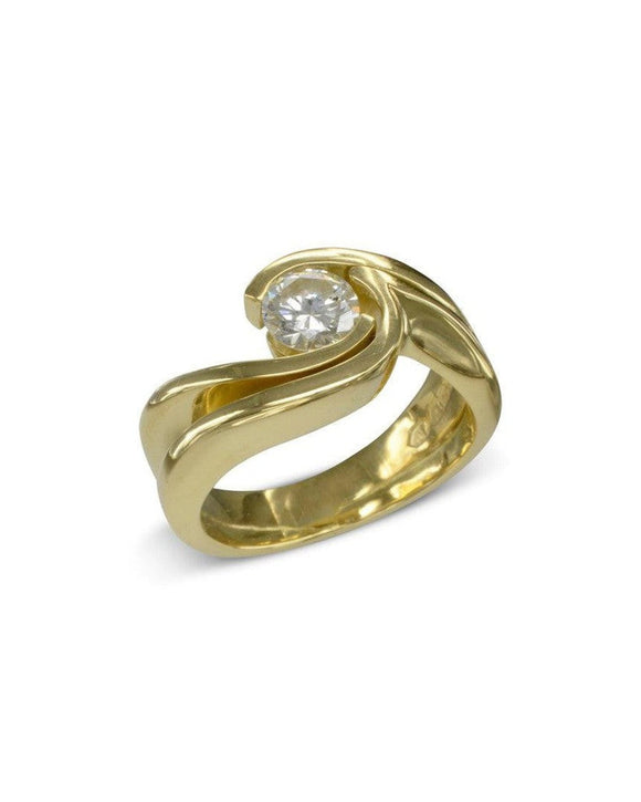 Flat Twist Yellow Gold Engagement and Wedding Band Set Ring Pruden and Smith