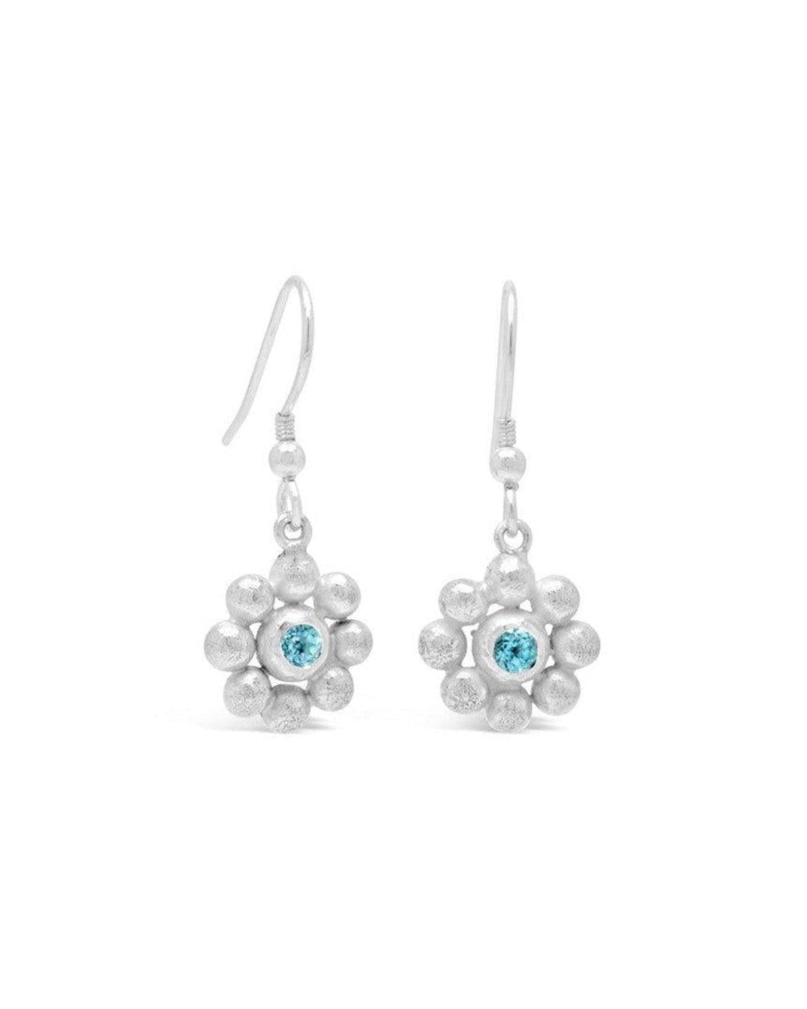 Flower Gemstone Drop Earrings Earrings Pruden and Smith Sky Blue Topaz (pale blue)