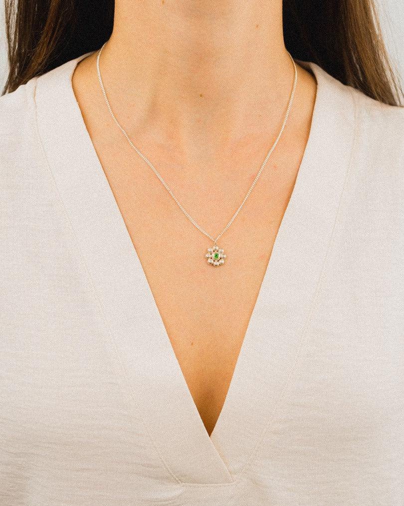 Flower Gemstone Pendant Pendant Pruden and Smith Peridot (Lime Green)