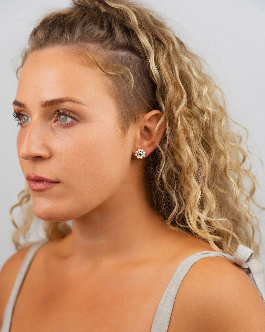 Flower Gemstone Stud Earrings Earrings Pruden and Smith
