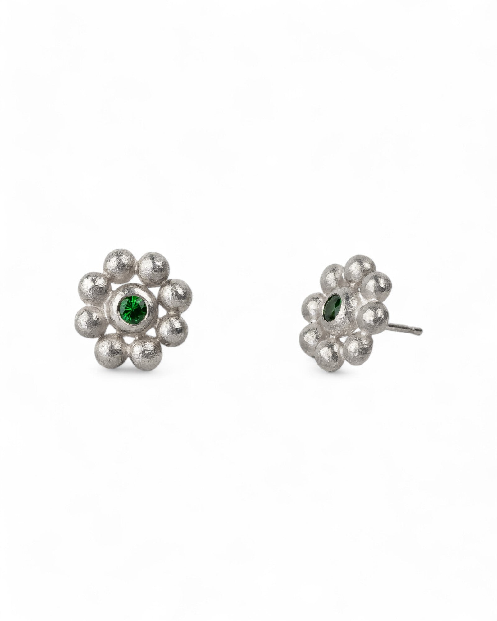 Flower Gemstone Stud Earrings Earrings Pruden and Smith Tsavorite Garnet (Green)