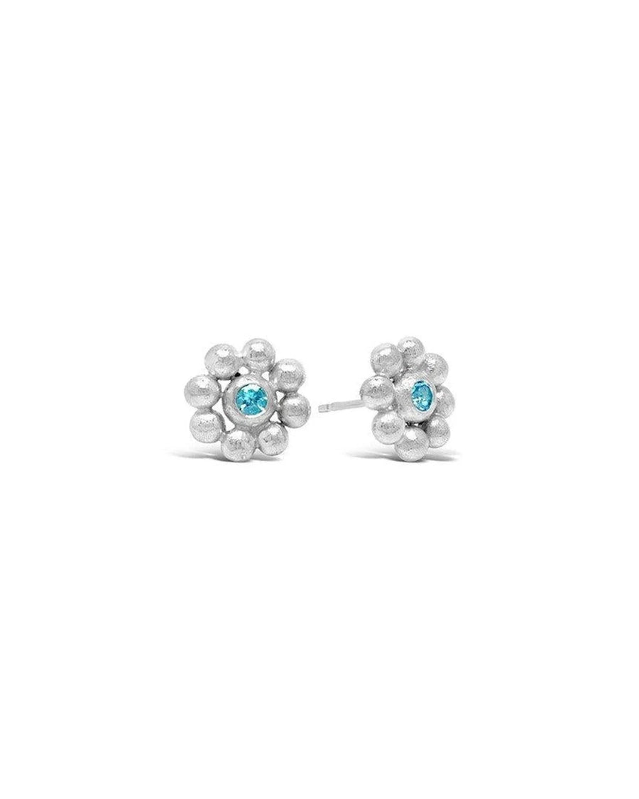 Flower Gemstone Stud Earrings Earrings Pruden and Smith Blue Topaz