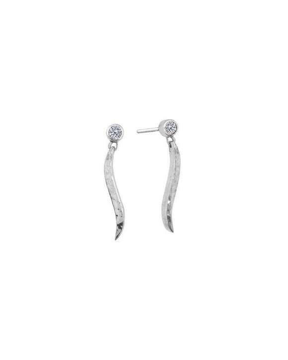 Forged Diamond and Silver Drop Earrings Earrings Pruden and Smith
