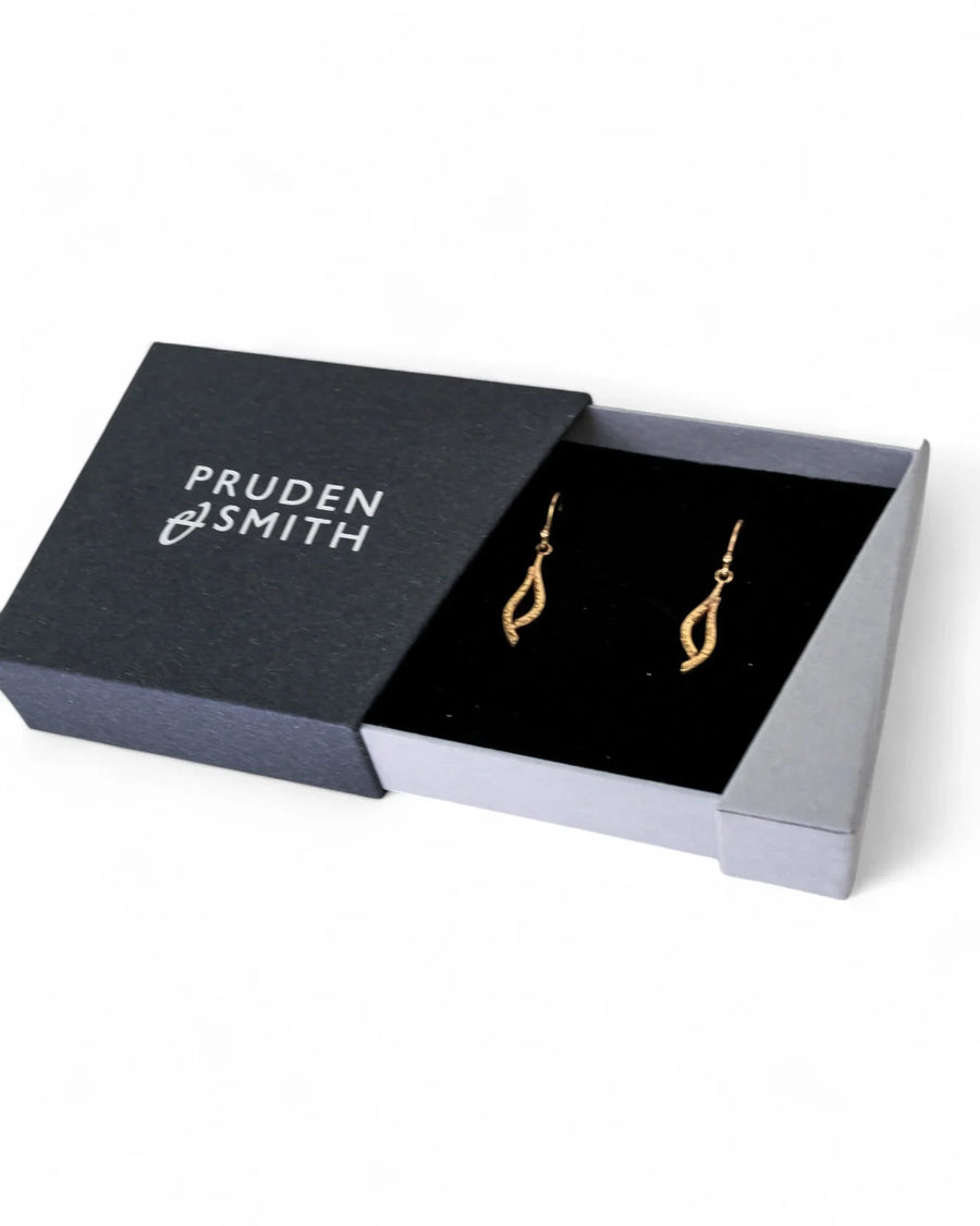 Forged 9ct Yellow Gold Drop Earrings (Small) Earrings Pruden and Smith