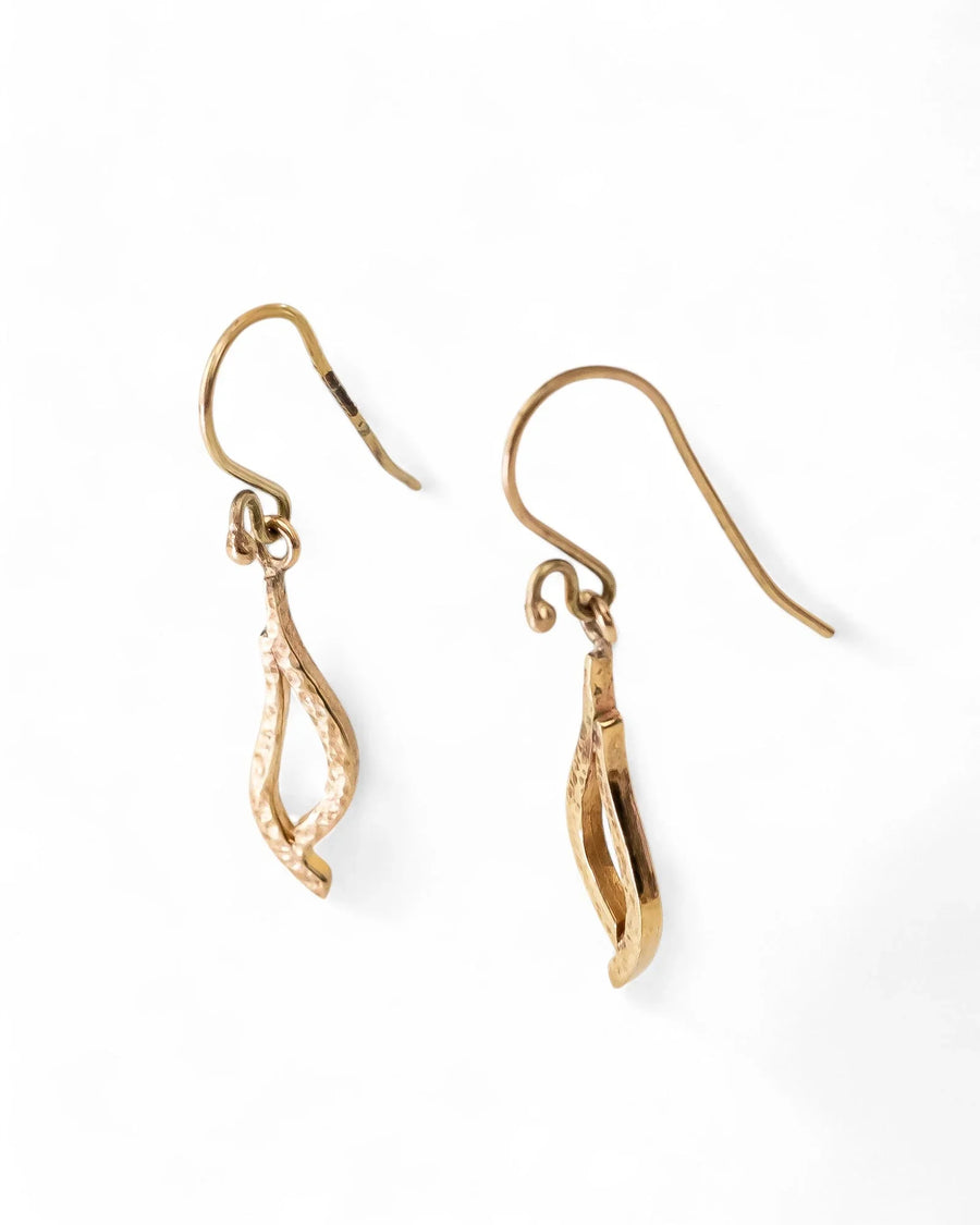 Forged 9ct Yellow Gold Drop Earrings (Small) Earrings Pruden and Smith