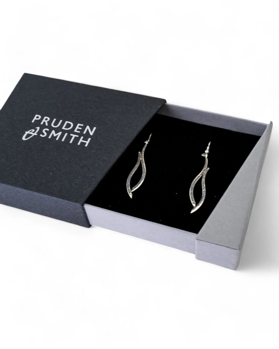Forged Inverse Silver Drop Earrings Earrings Pruden and Smith