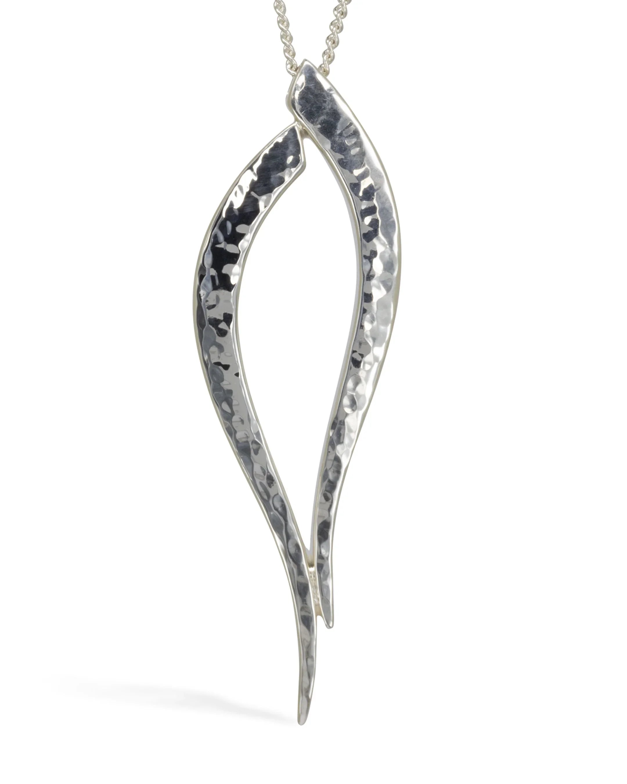 Forged Inwards Reversed Drop Silver Pendant Pruden and Smith