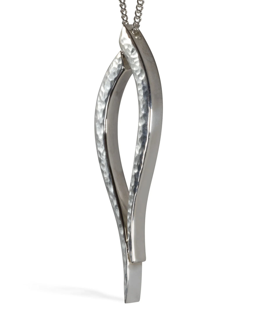 Forged Inwards Reversed Drop Silver Pendant Pruden and Smith