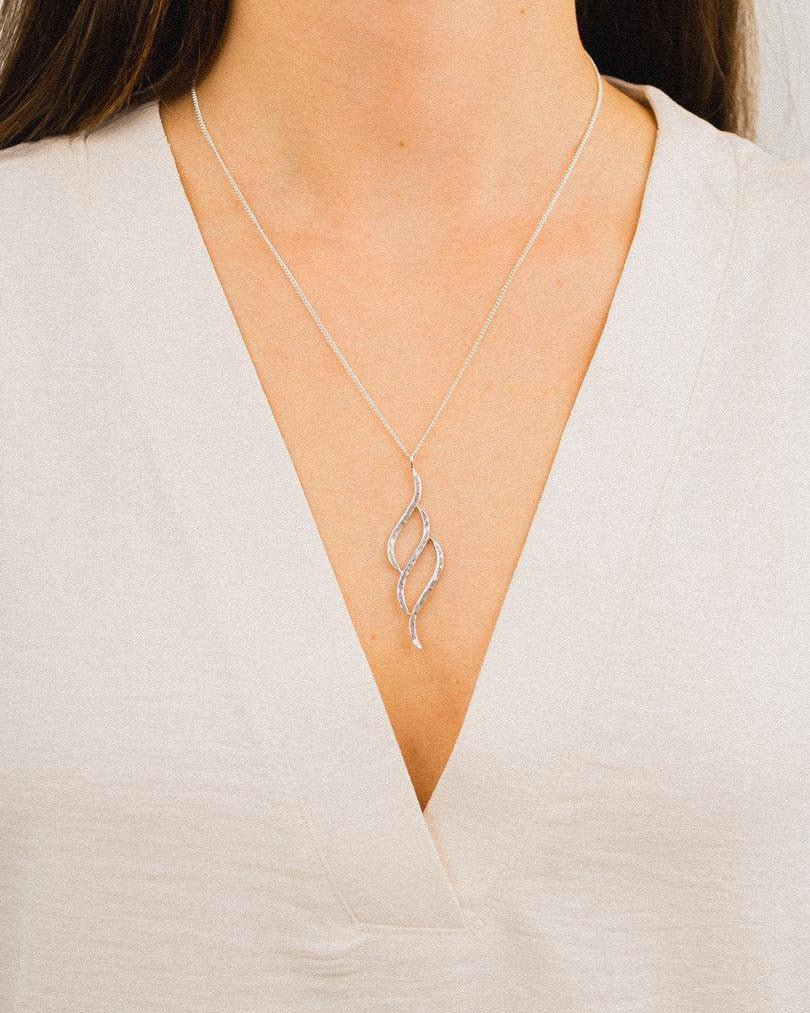 Forged Inwards Triple Silver Pendant Pendant Pruden and Smith