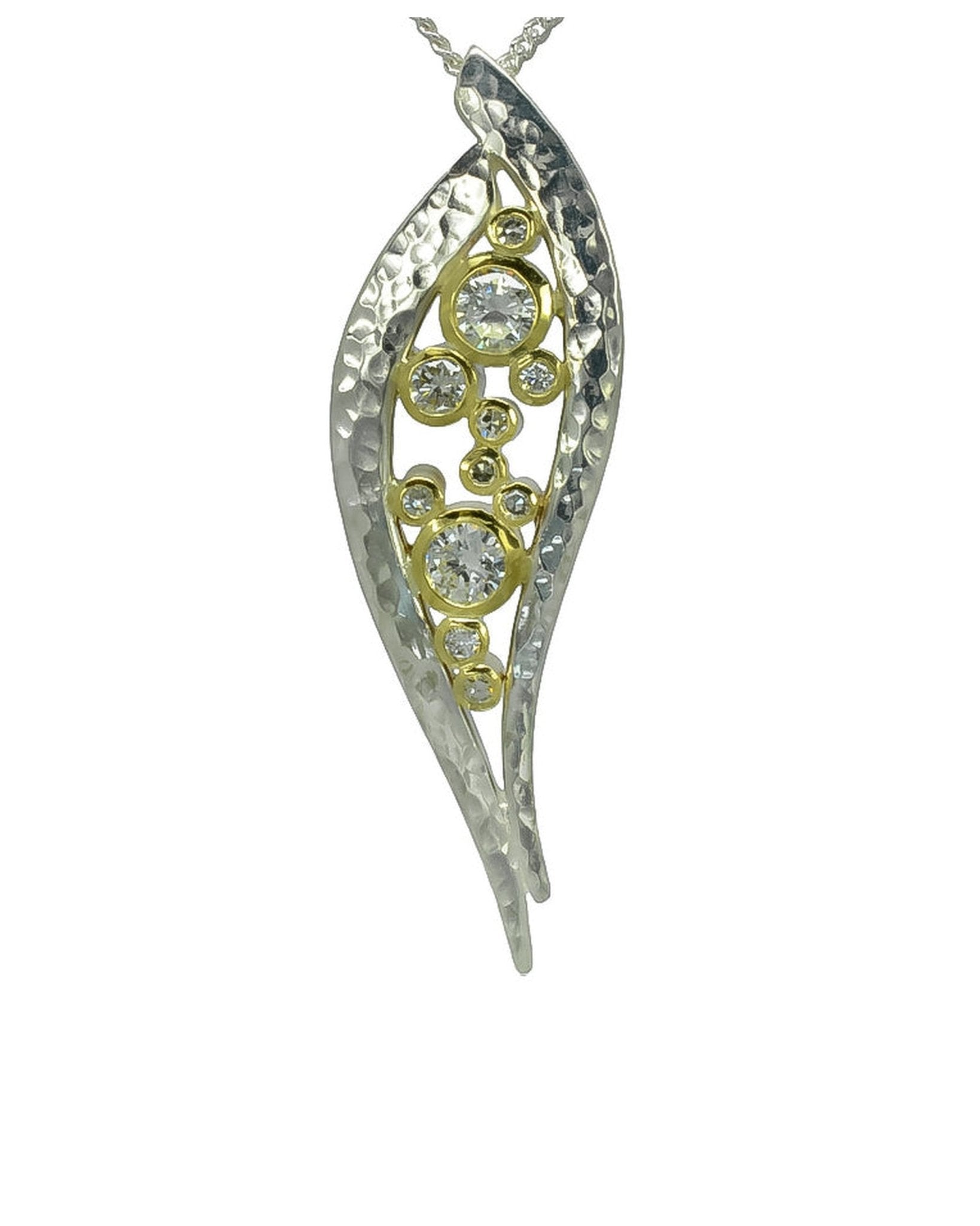 Forged Silver and Gold Diamond Pendant Pendant Pruden and Smith