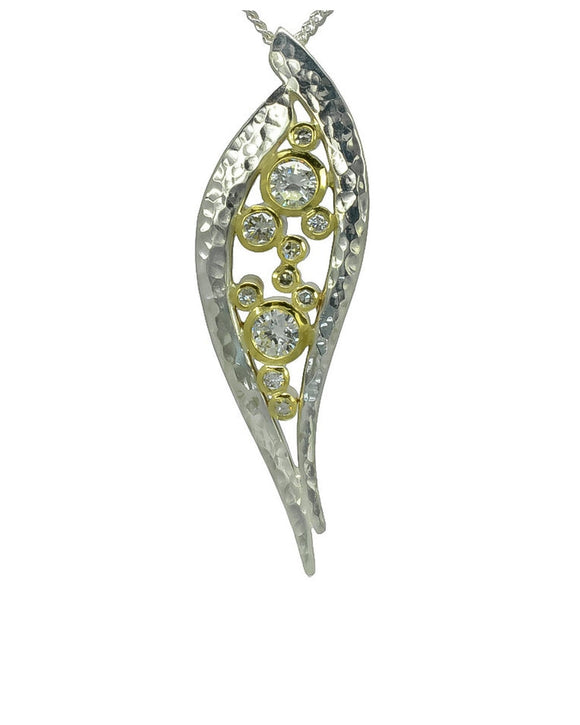 Forged Silver and Gold Diamond Pendant Pendant Pruden and Smith